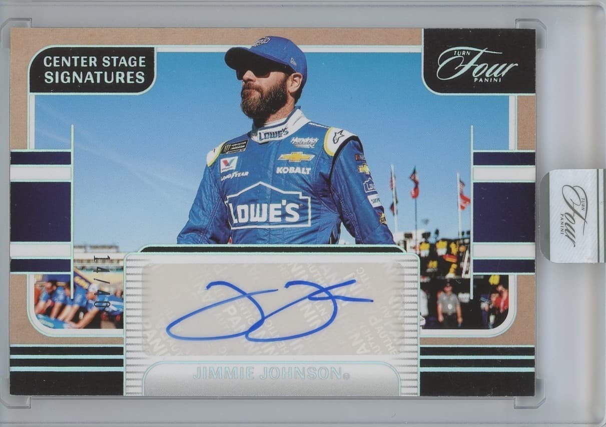 2025 Panini Turn Four Racing NASCAR Jimmie Johnson 14/40 Center Auto Holo Silver