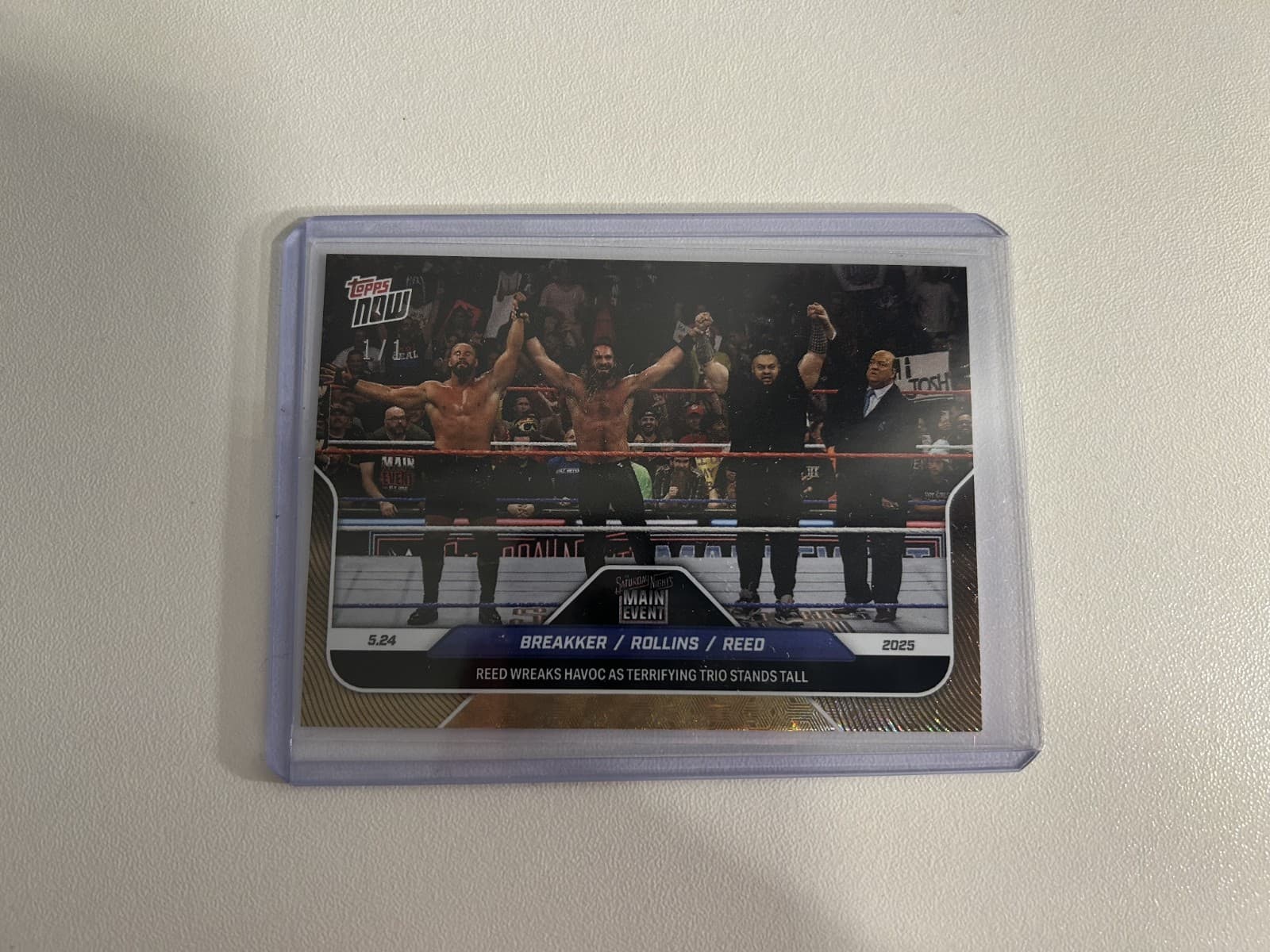 2025 Topps Now WWE #54 Seth Rollins, Bron Breakker, Bronson Reed FoilFractor 1/1