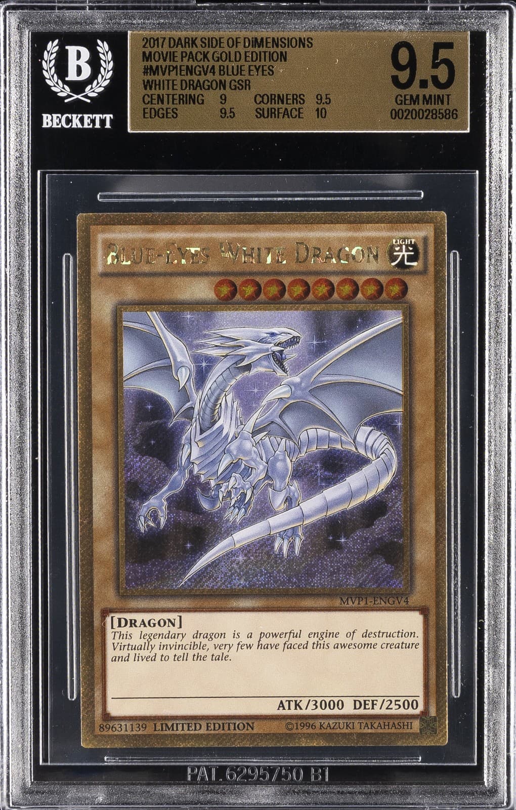 2017 Yu-Gi-Oh! the Dark Side of Dimensions Blue-Eyes White Dragon Bgs 9.5