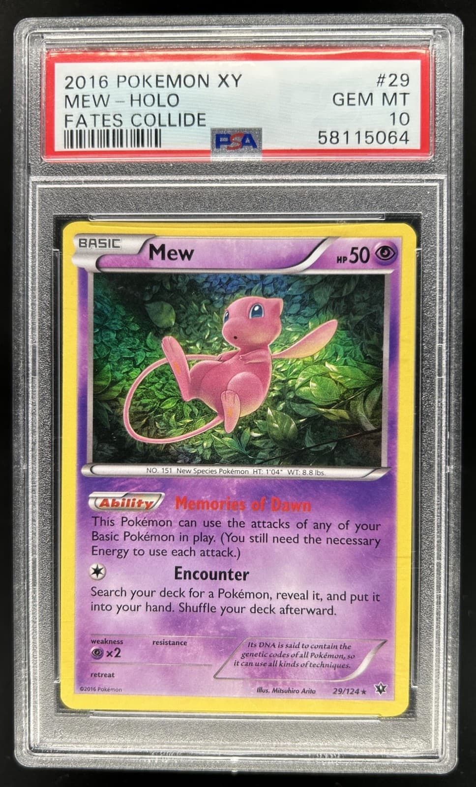 2016 Pokemon XY Fates Collide Mew Holo #29/124 PSA 10 GEM MINT