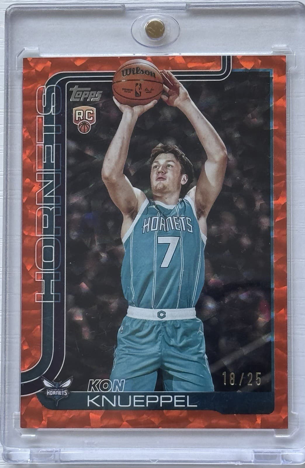 Topps 2025-26 Kon Knueppel Rookie Orange Crackleboard Foil /25 Charlotte Hornets