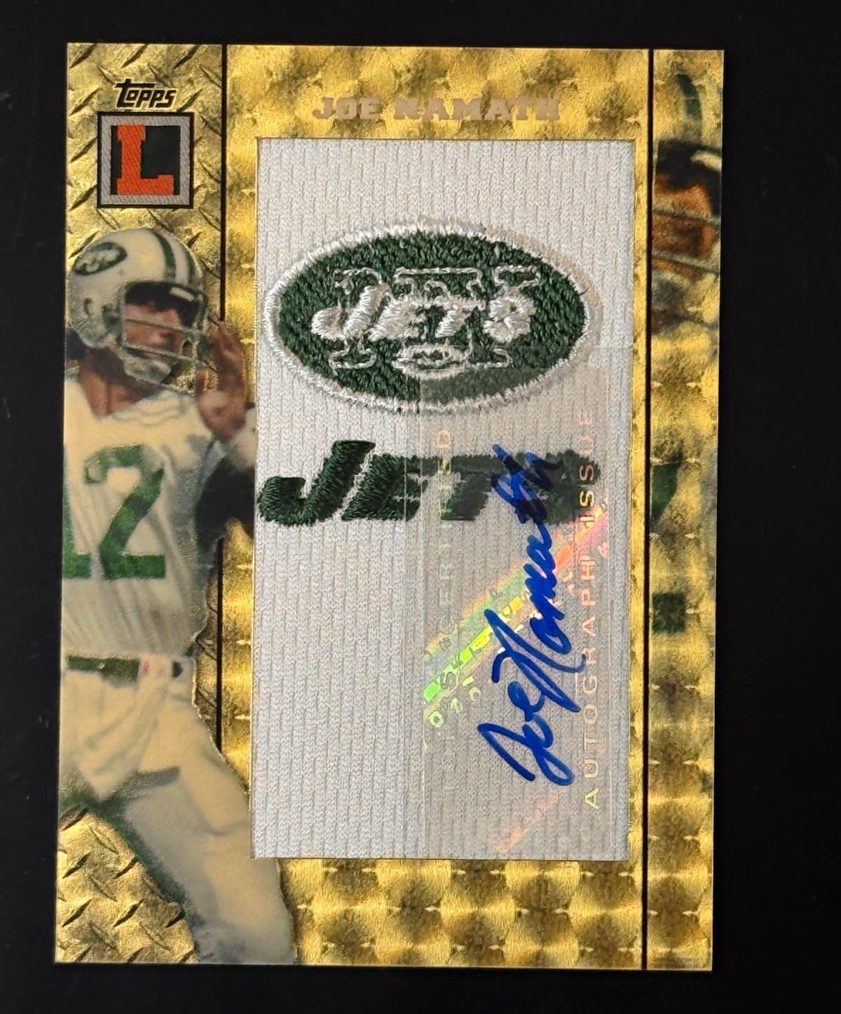 Topps 2008 Letterman Football Joe Namath Jets ATP-JN SuperFractor 1/1 Auto Patch