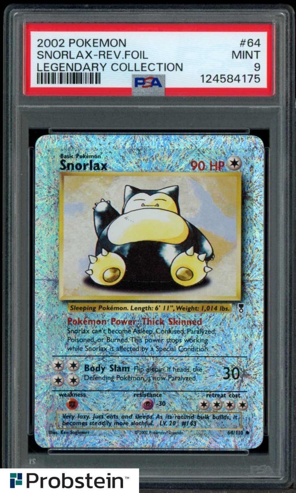 2002 Pokemon Legendary Collection #64 Snorlax Reverse Holo Foil PSA 9 MINT