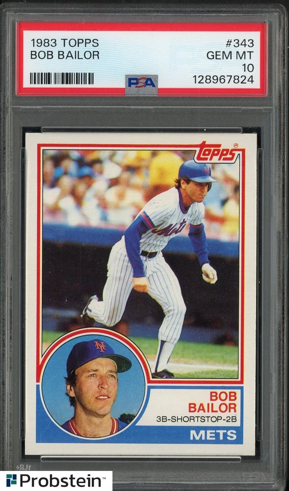 1983 Topps #343 Bob Bailor New York Mets PSA 10 GEM MINT