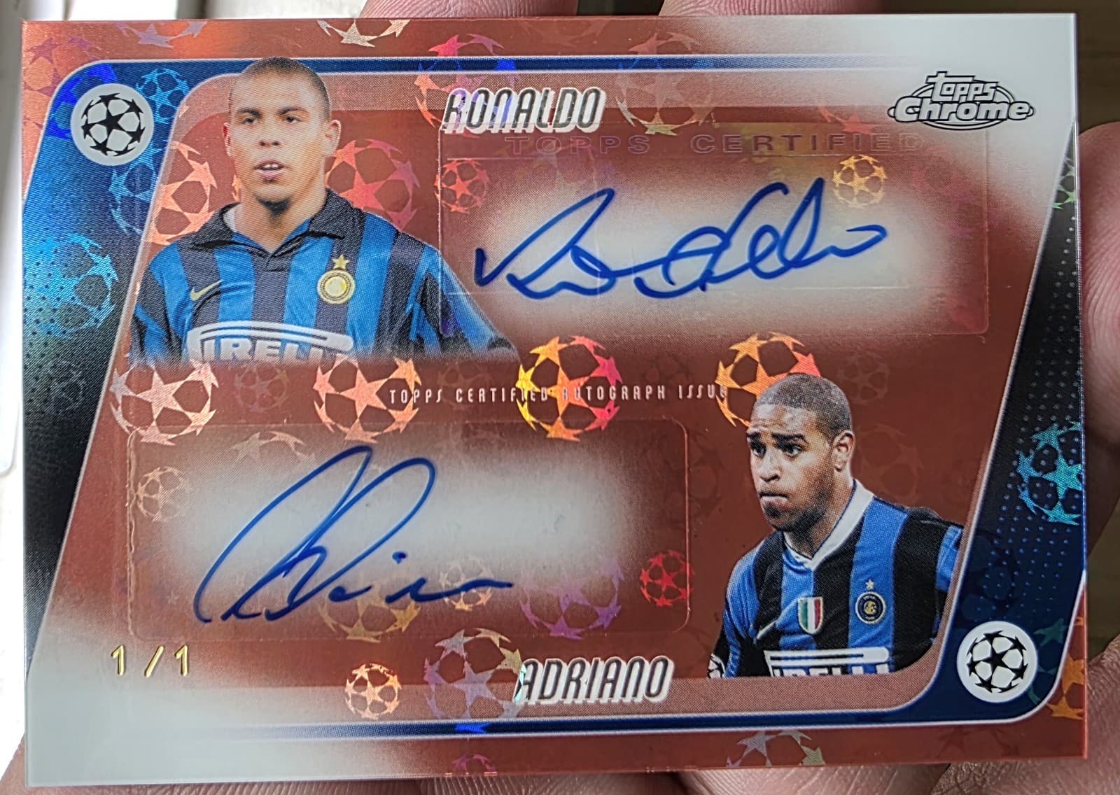 2025-26 Topps Chrome UCL Ronaldo and Adriano Dual Auto Star Ball 1/1