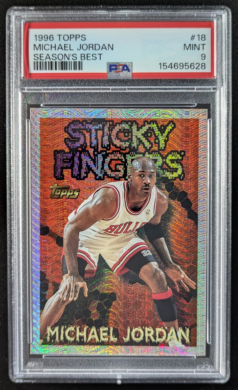 1996-97 Topps MICHAEL JORDAN Sticky Fingers Season's Best Bulls #18 PSA 9