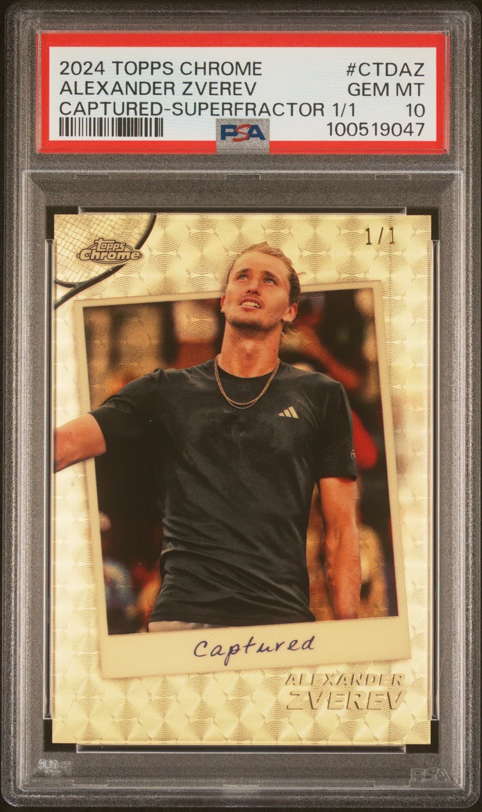 2024 Topps Chrome Tennis Captured Superfractor 1/1 Alexander Zverev 1/1 Psa 10