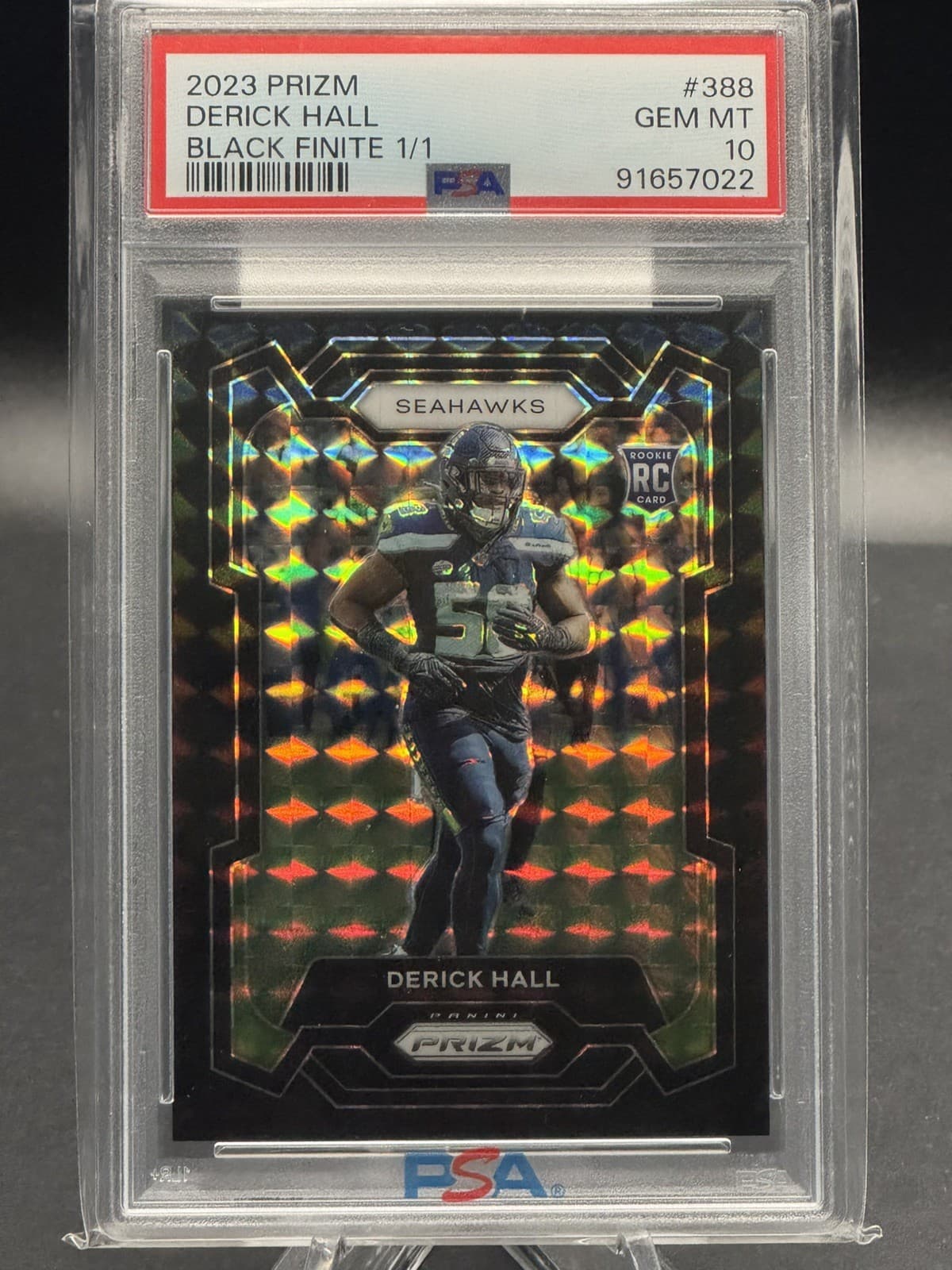 2023 Prizm Derick Hall Rookie  Black Finite 1/1 Seahawks PSA 10