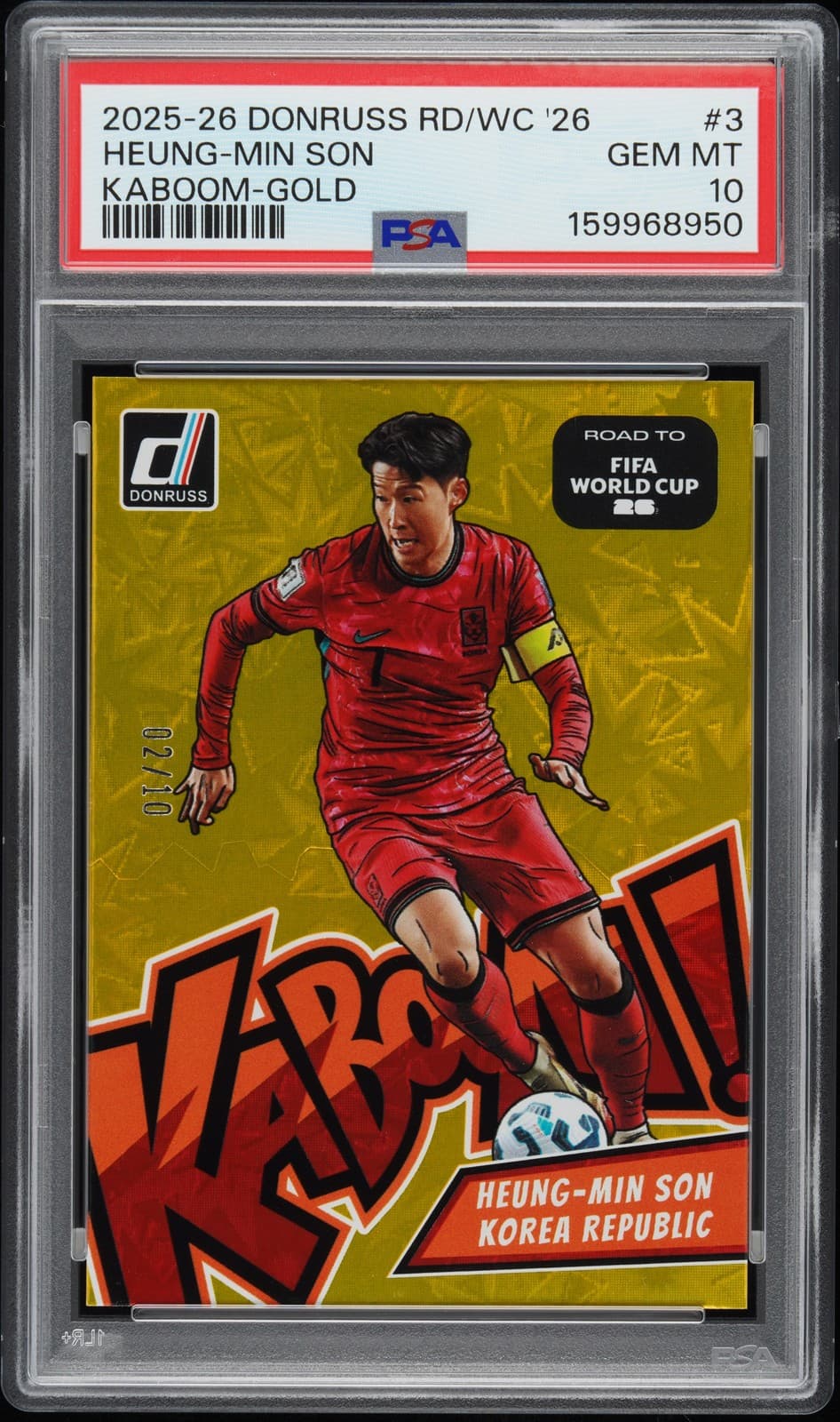 2025 PANINI DONRUSS ROAD FIFA WORLD CUP 26 KABOOM GOLD HEUNG-MIN SON /10 PSA 10