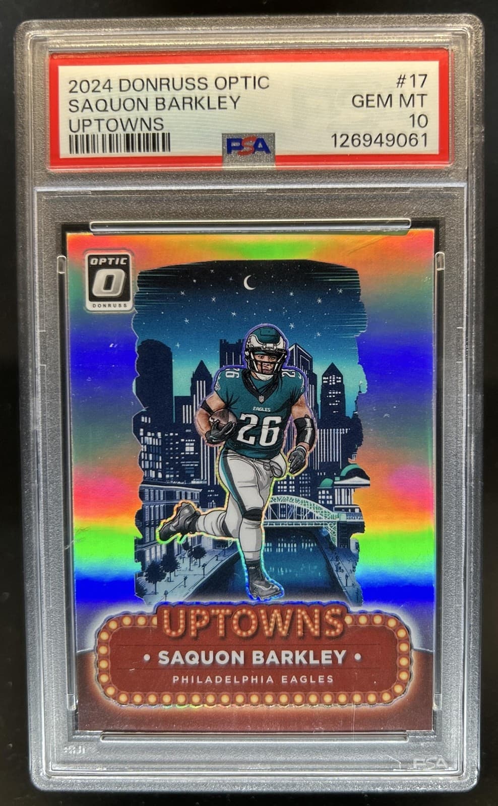 2024 Panini Donruss Optic Saquon Barkley Uptowns SSP #17 Eagles PSA 10 GEM MINT