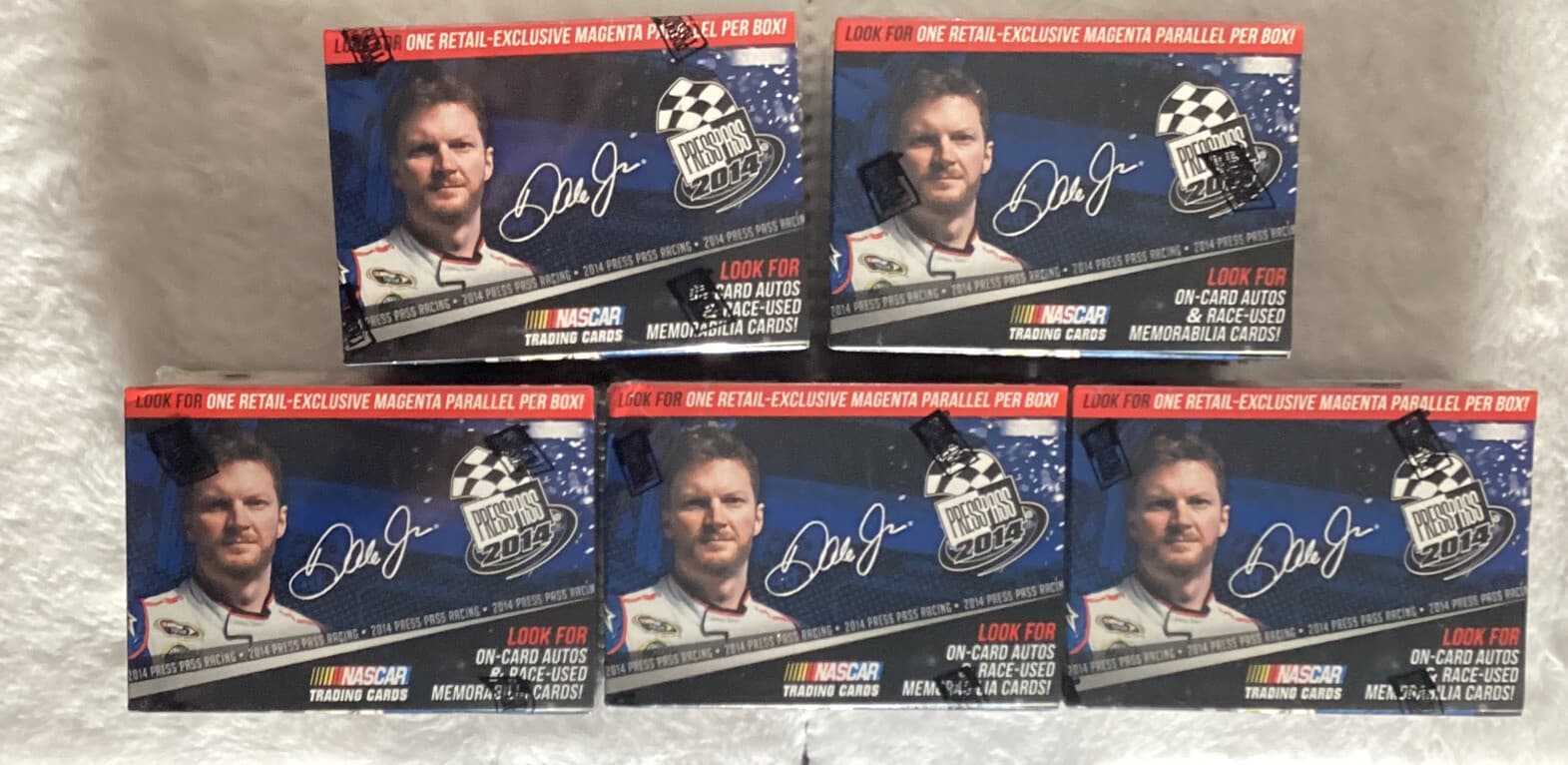 2014 NASCAR Press Pass Racing Exclusive Blaster Box Earnhardt Jr (Lot of 5 Boxes