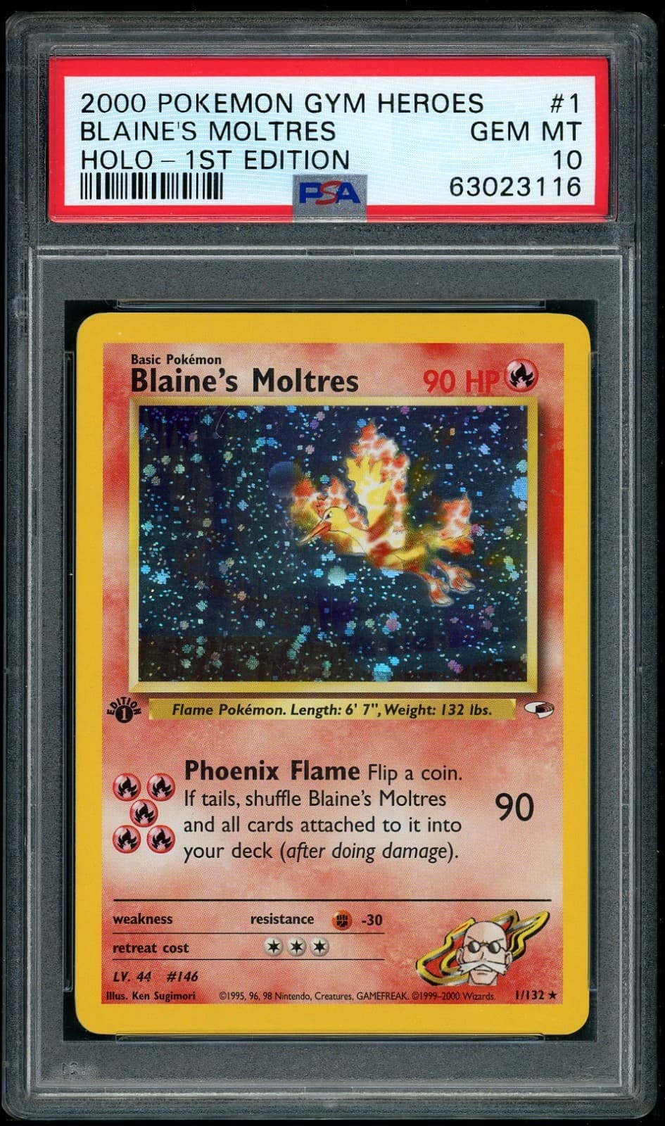 POKEMON BLAINE'S MOLTRES 2000 GYM HEROES #1 1ST EDITION HOLO PSA 10