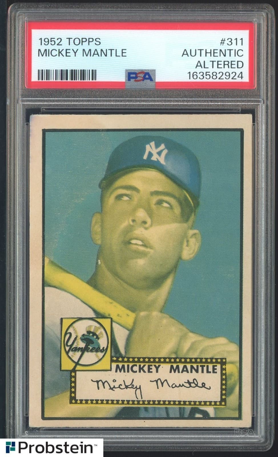 1952 Topps #311 Mickey Mantle RC Rookie HOF High # PSA Authentic "No Creases"