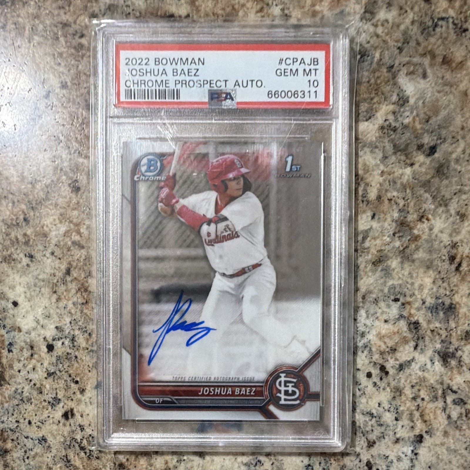 Topps 2022 Bowman Chrome Prospect Auto Joshua Baez RC CPA-JB PSA 10 Cardinals