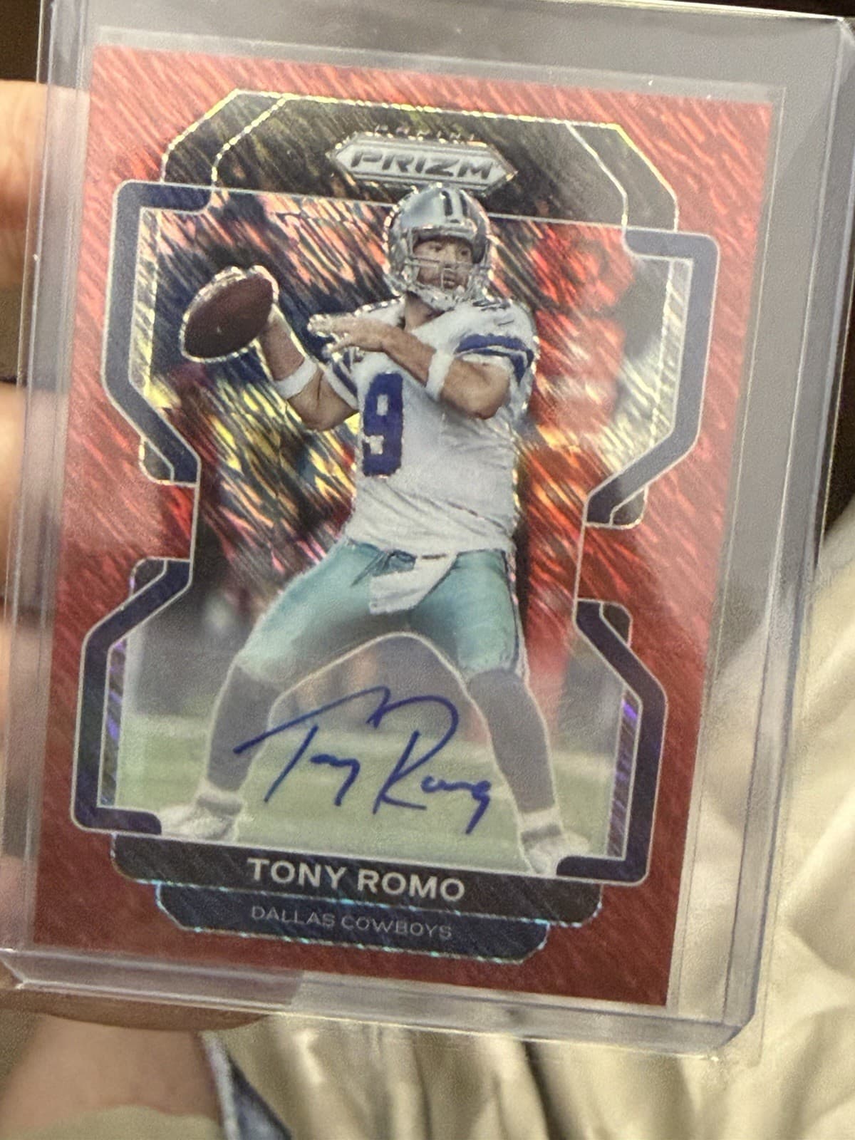 TONY ROMO 2021 Panini PRIZM Red Shimmer Auto #6/10 PARALLEL CARD COWBOYS