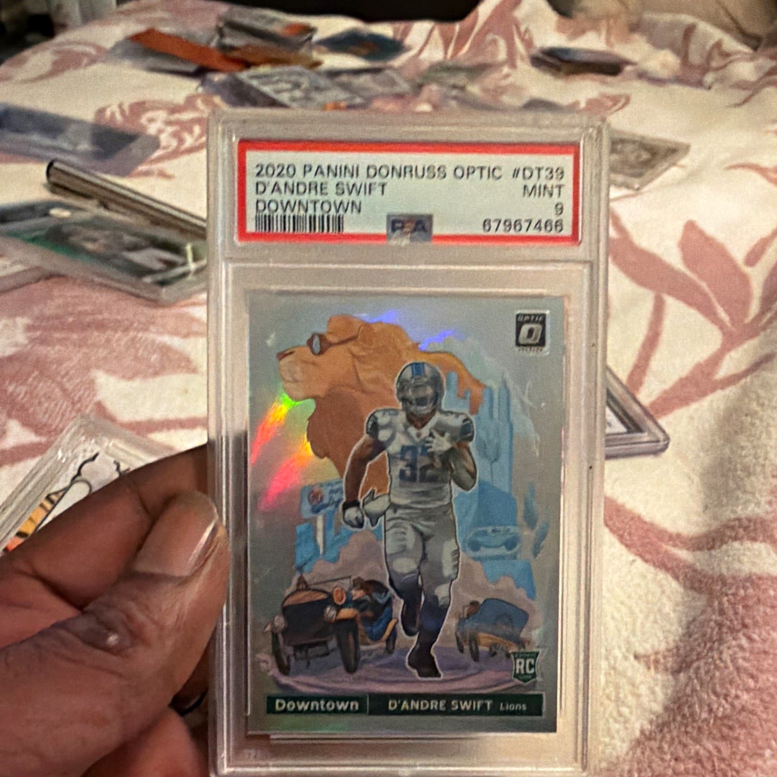 Panini 2020 Donruss Optic Downtown D'Andre Swift DT39 RC Detroit Lions PSA 9