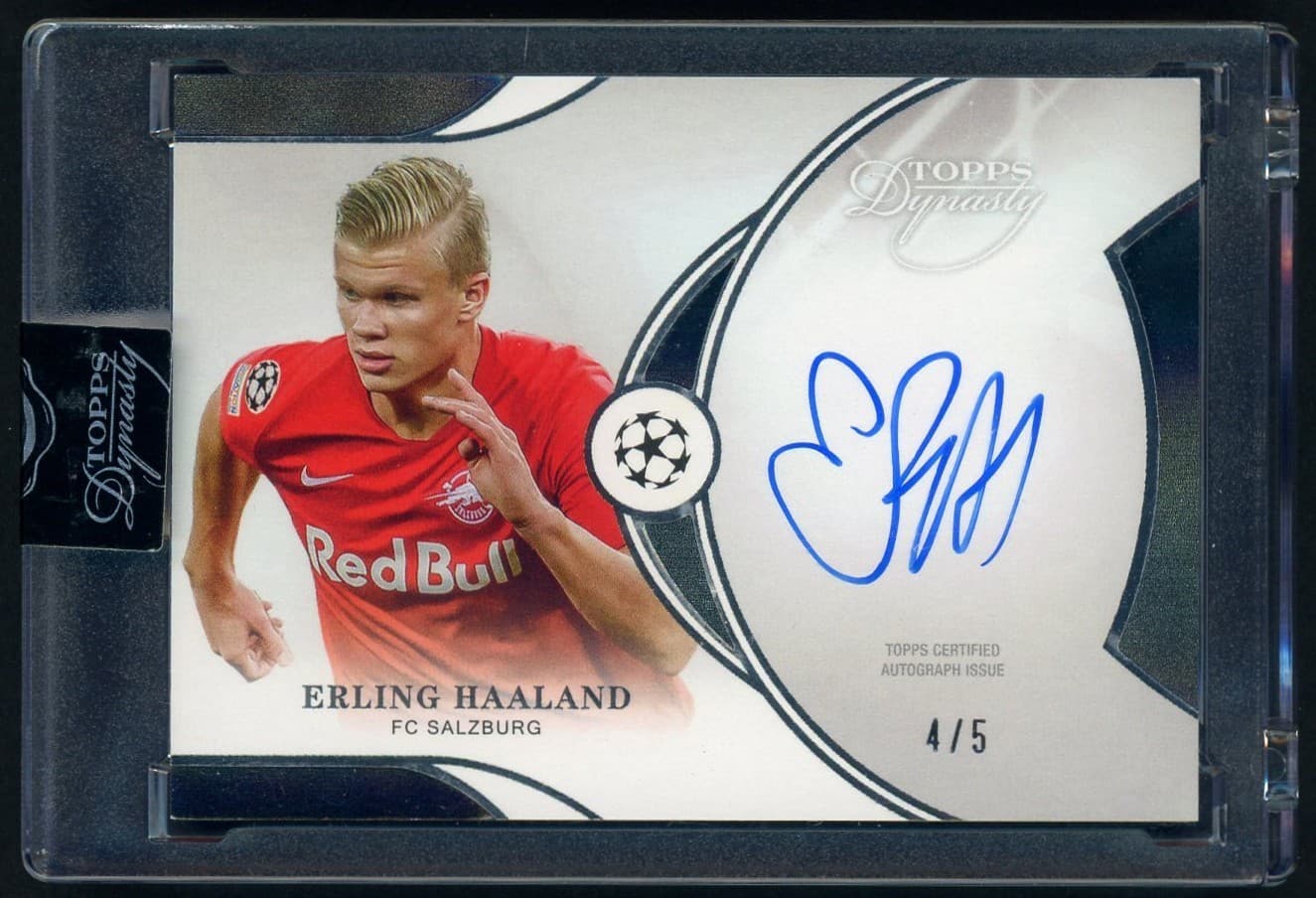 2024-25 Topps Dynasty UCC Soccer Debut Day Inscription Erling Haaland AUTO 4/5