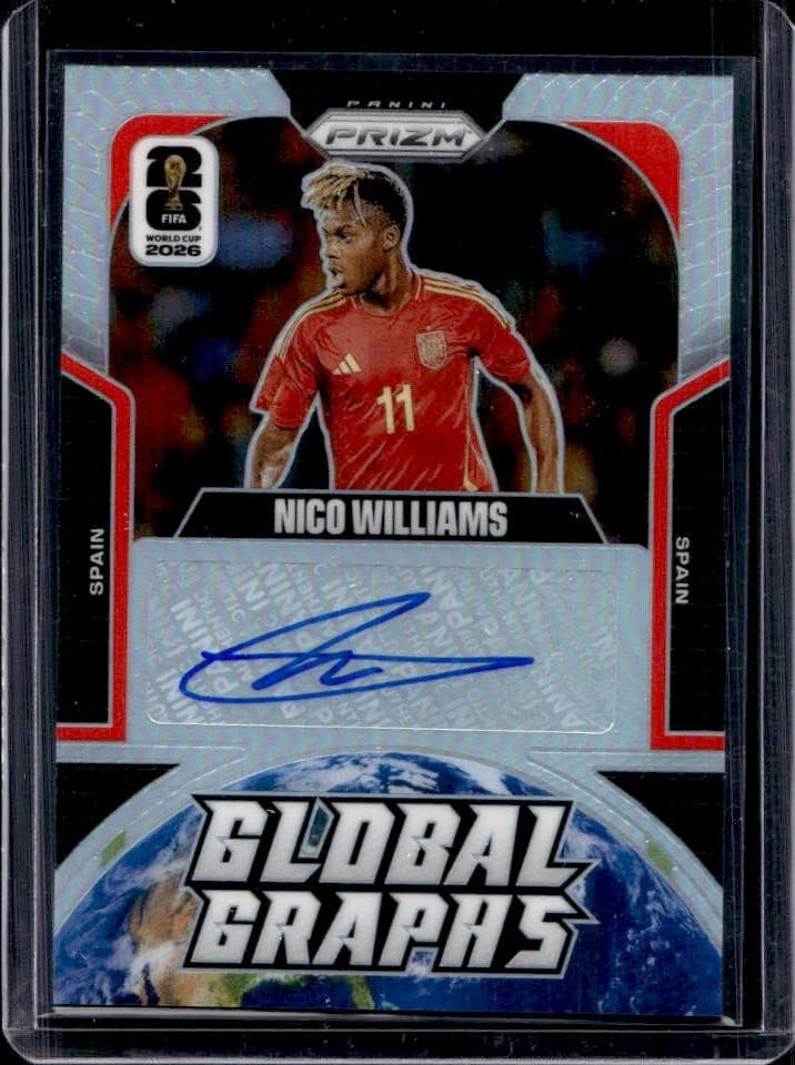 2026 Panini Prizm World Cup Nico Williams Global Graphs Silver Auto #/10 Spain