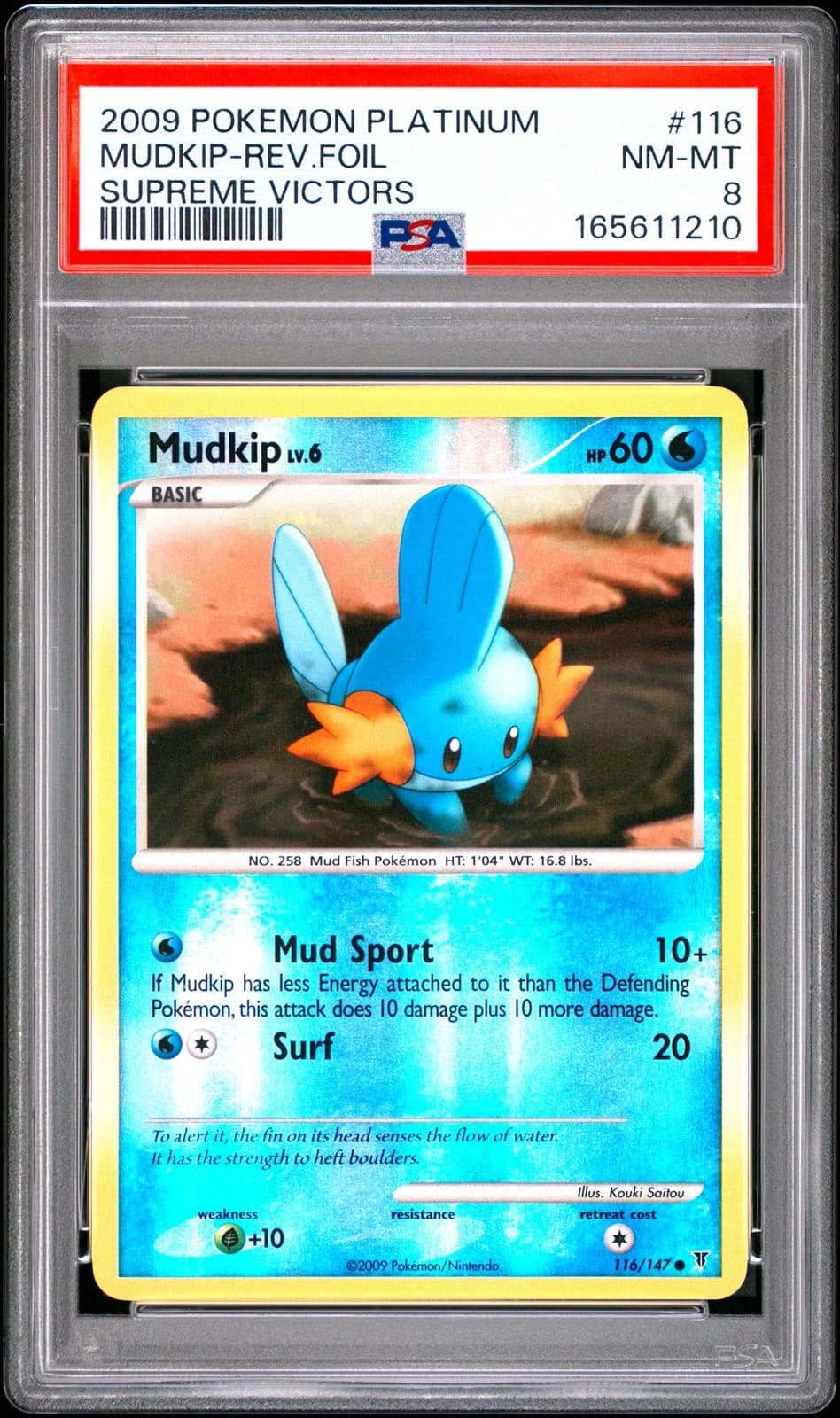 2009 Pokemon Platinum Supreme Victors #116 Mudkip-Reverse Foil Psa 8