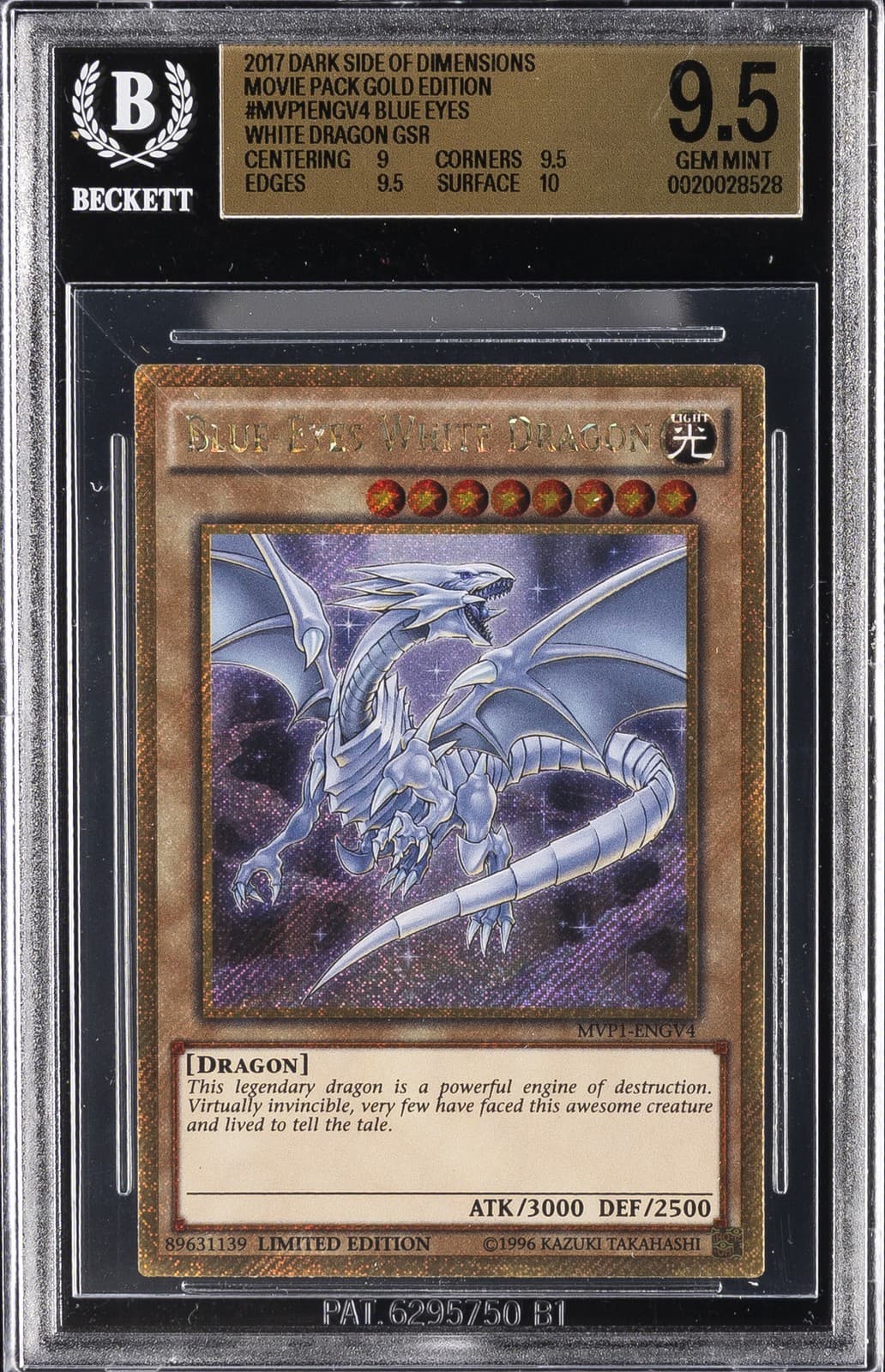 2017 Yu-Gi-Oh! the Dark Side of Dimensions Blue-Eyes White Dragon Bgs 9.5