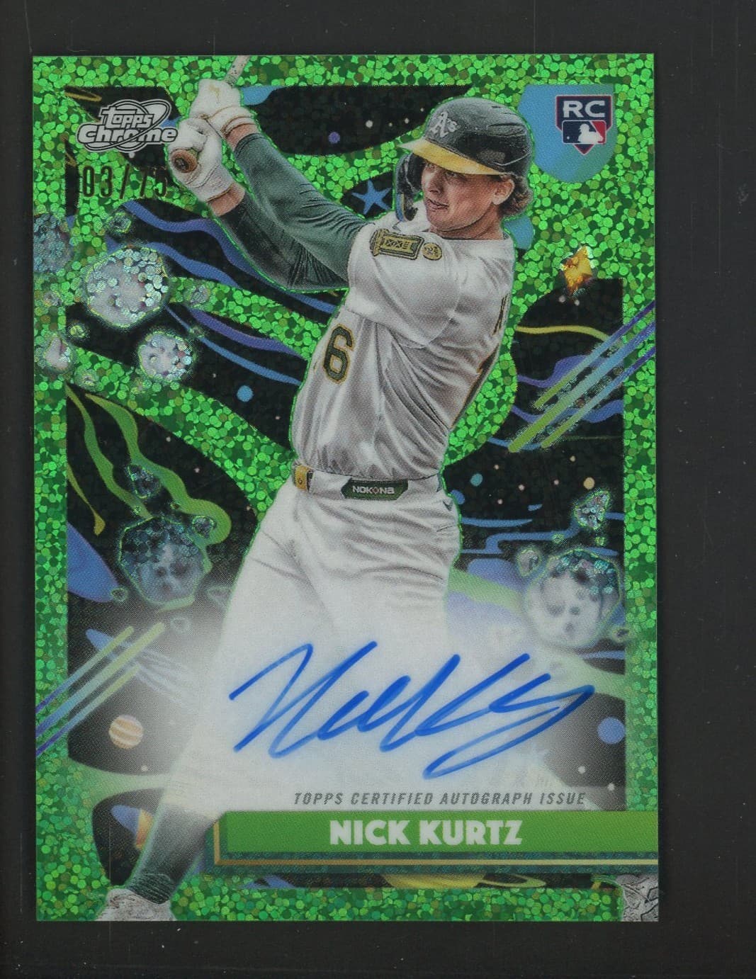 2025 Topps Cosmic Chrome Green Space Dusk Nick Kurtz RC Rookie AUTO 3/75