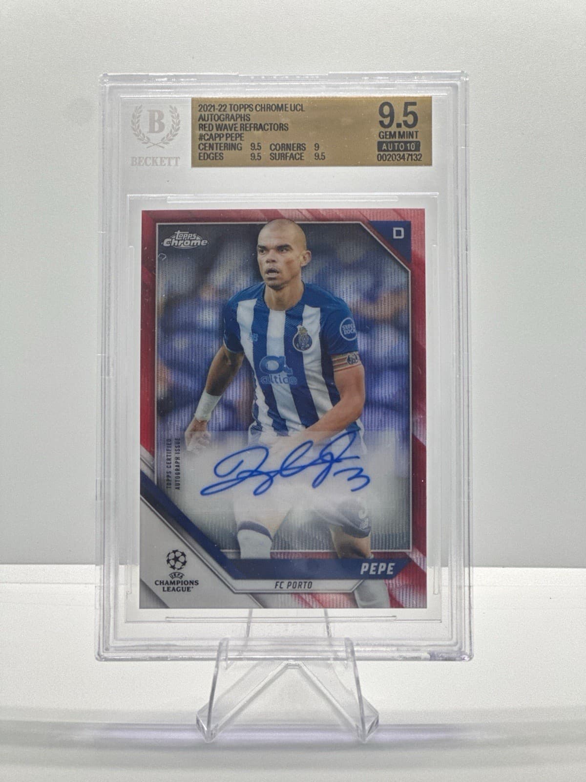 2021-22 Topps Chrome UEFA Champions League Red Wave /5 Pepe Auto Portugal Pop 1