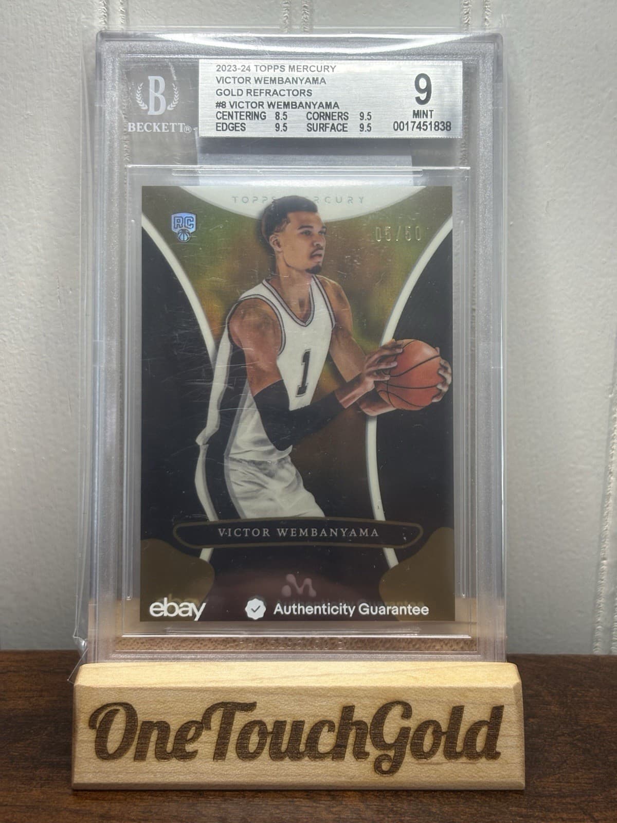 VICTOR WEMBANYAMA GOLD REFRACTOR ROOKIE /50 2023-24 Topps Mercury BGS MINT 9 RC