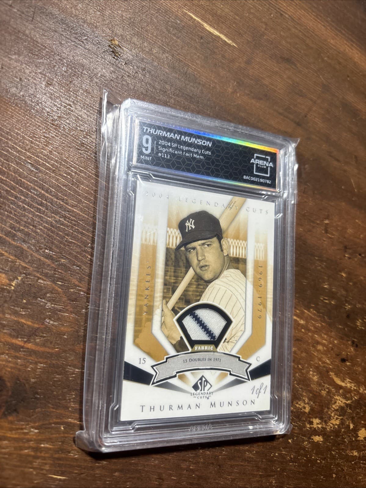 2004 Upper Deck SP Legendary Cuts 1/1 #113 Thurman Munson 15 Doubles In 1971