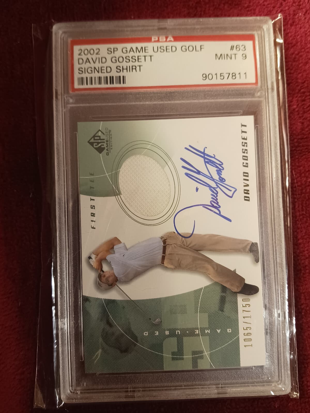 2002 Upper Deck SP GameUsed Golf  David Gossett #63 RC  Auto Shirt PSA 9