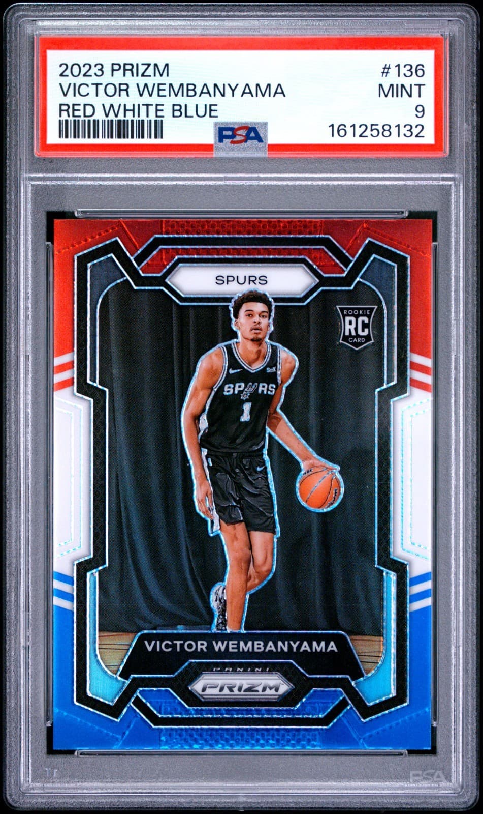 Victor Wembanyama 2023 Prizm Red/White/Blue Rwb Rc #136 Psa 9 Mint! #161258132