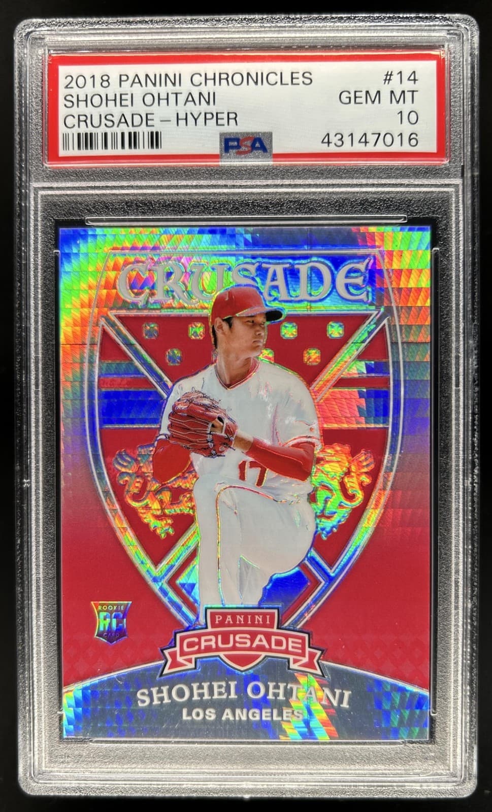 2018 Chronicles Shohei Ohtani Crusade Hyper RC Jersey #17/299 Angels PSA 10