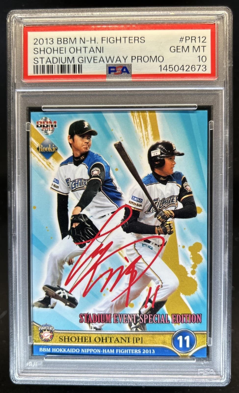 2013 BBM Hokkaido Nippon-Ham Fighters Shohei Ohtani Stadium Promo #PR12 PSA 10