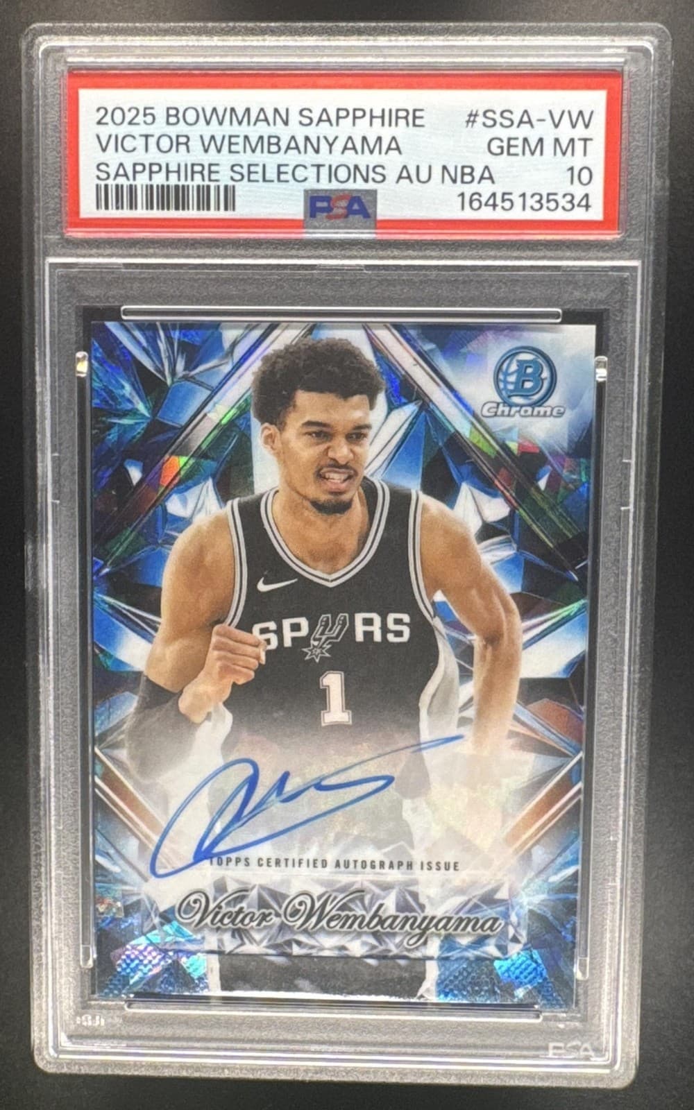 2025 Bowman Sapphire Victor Wembanyama #SSA-VW Selections Auto Spurs PSA 10