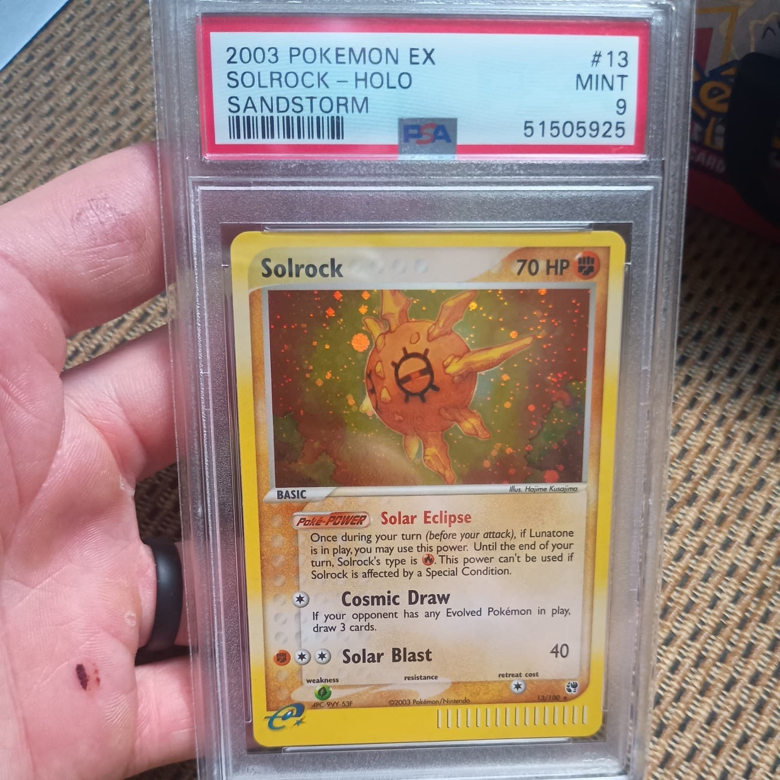Pokemon Card Solrock #13 Ex Sandstorm Rare 2003 Vintage WOTC MINT PSA 9 
