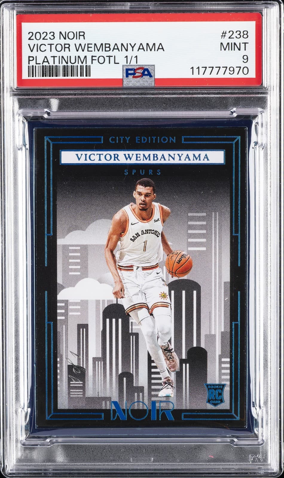 2023 PANINI NOIR PLATINUM FOTL 1/1 #238 VICTOR WEMBANYAMA ROOKIE RC 1/1 PSA 9