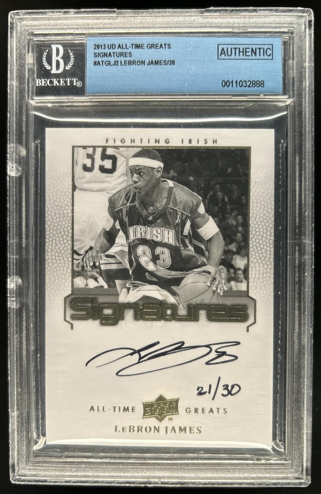 2013-14 Upper Deck All Time Greats LeBron James Signatures Auto #/30 BGS 10