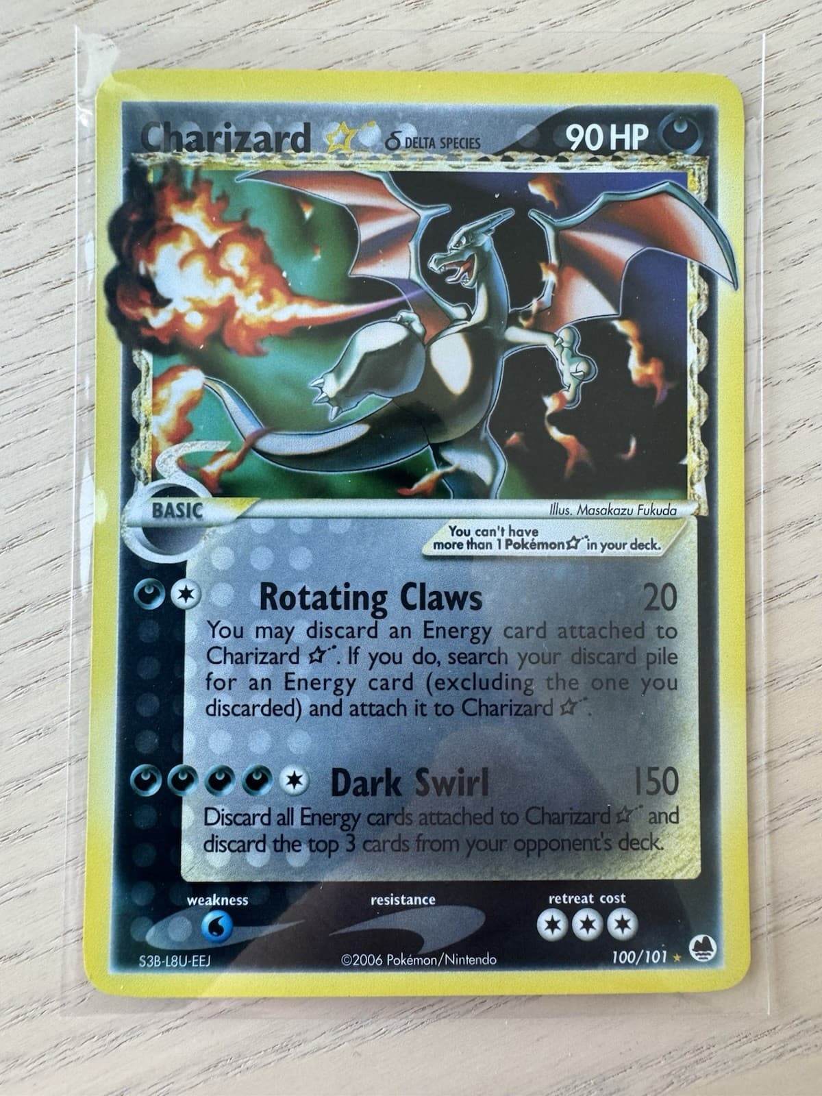 2006 Pokemon Ex Dragon Frontiers 100 Charizard-Holo Gold Star 100/101