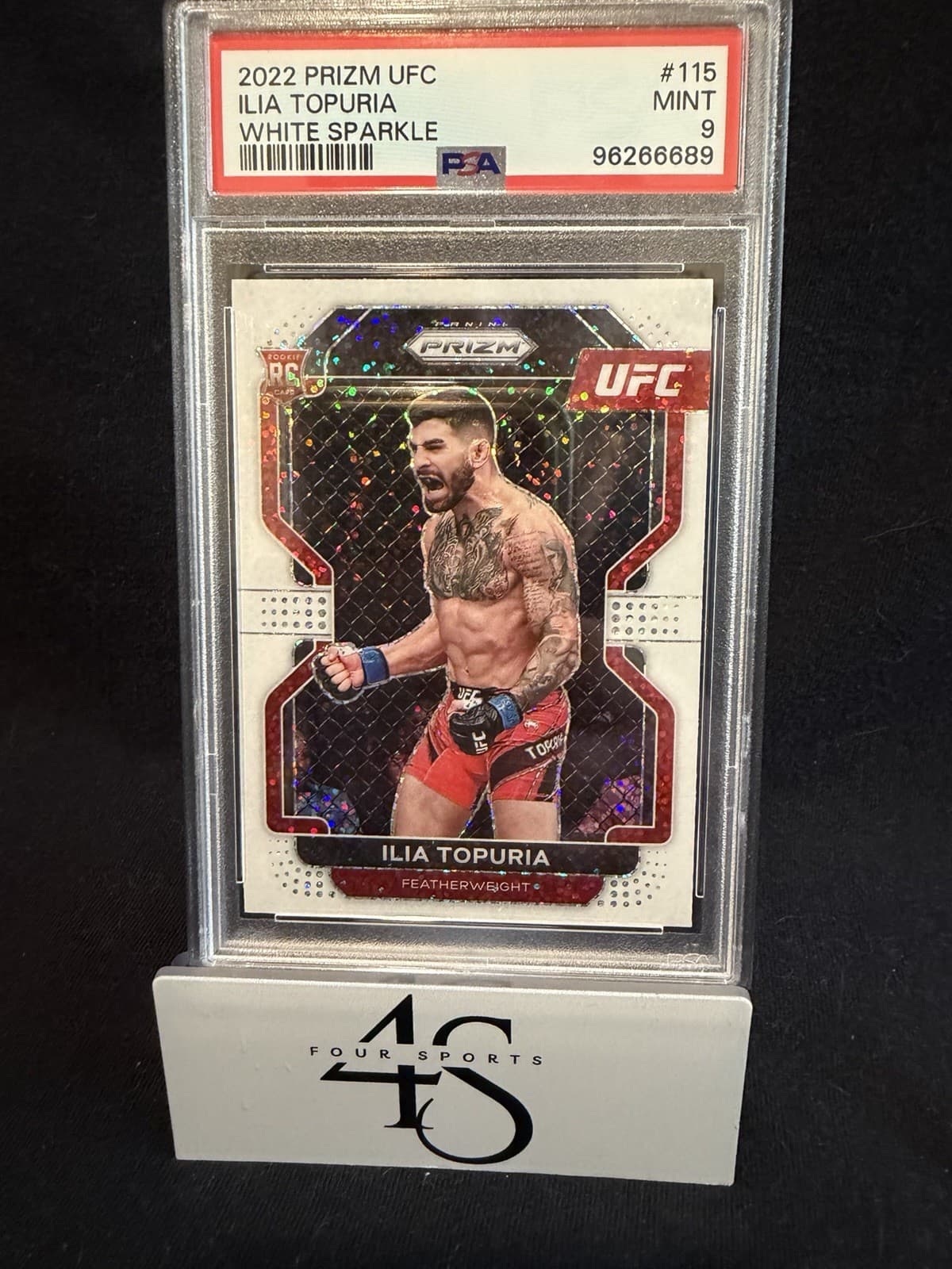 2022 Panini Prizm UFC Ilia Topuria White Sparkle Prizm Rookie RC SSP PSA 9