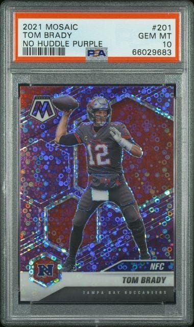 2021 Panini Mosaic Tom Brady No Huddle Purple /50 #201 PSA 10