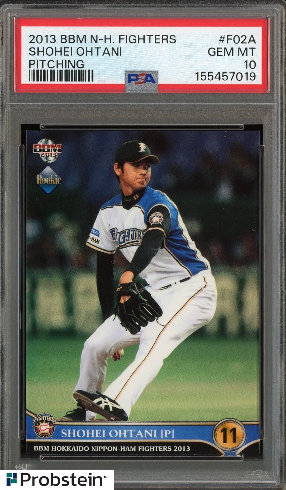 2013 BBM N-H Fighters #F02A Shohei Ohtani Pitching RC Rookie PSA 10 GEM MINT