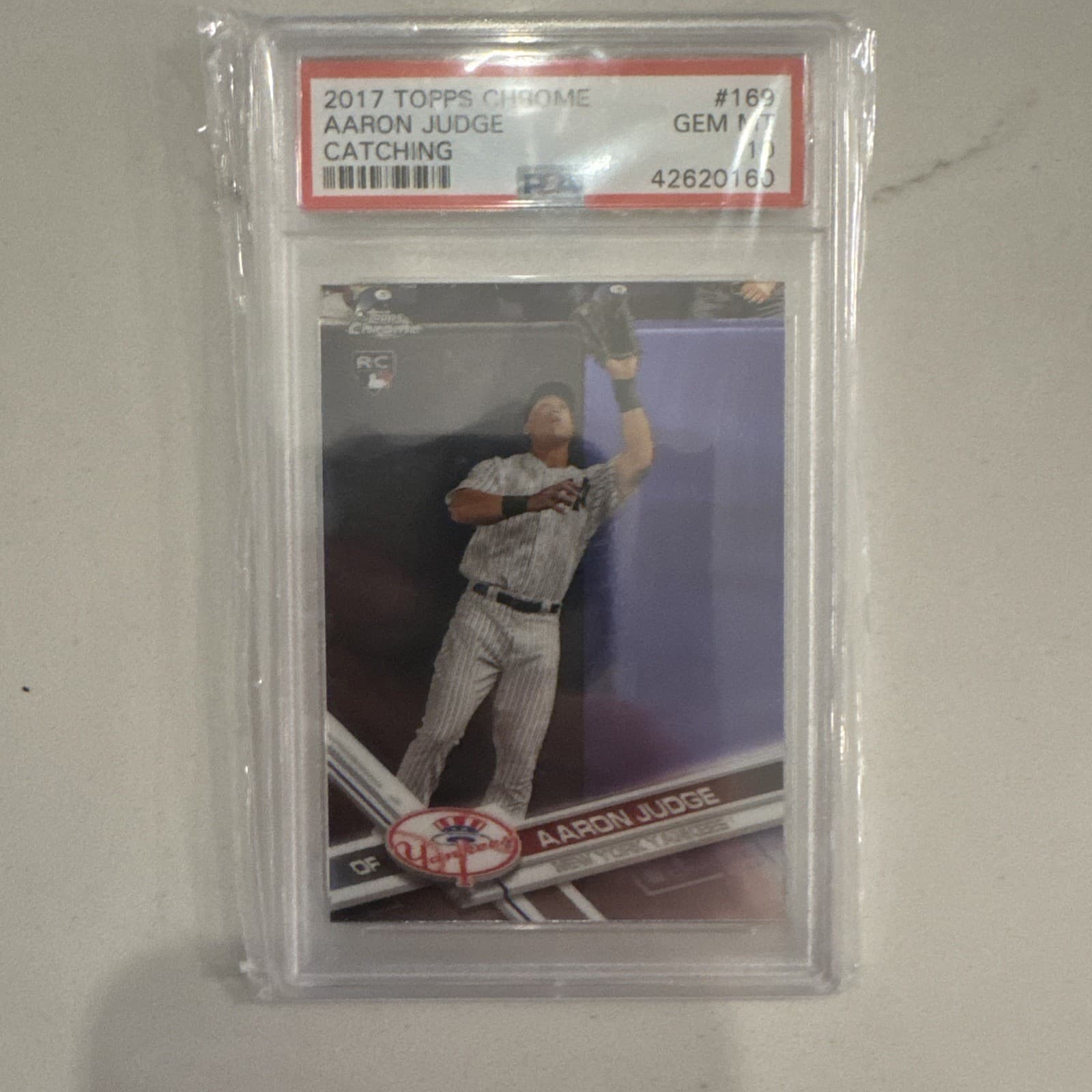 2017 Topps Chrome Aaron Judge #169 Catching RC PSA 10 GEM MINT Yankees Rookie