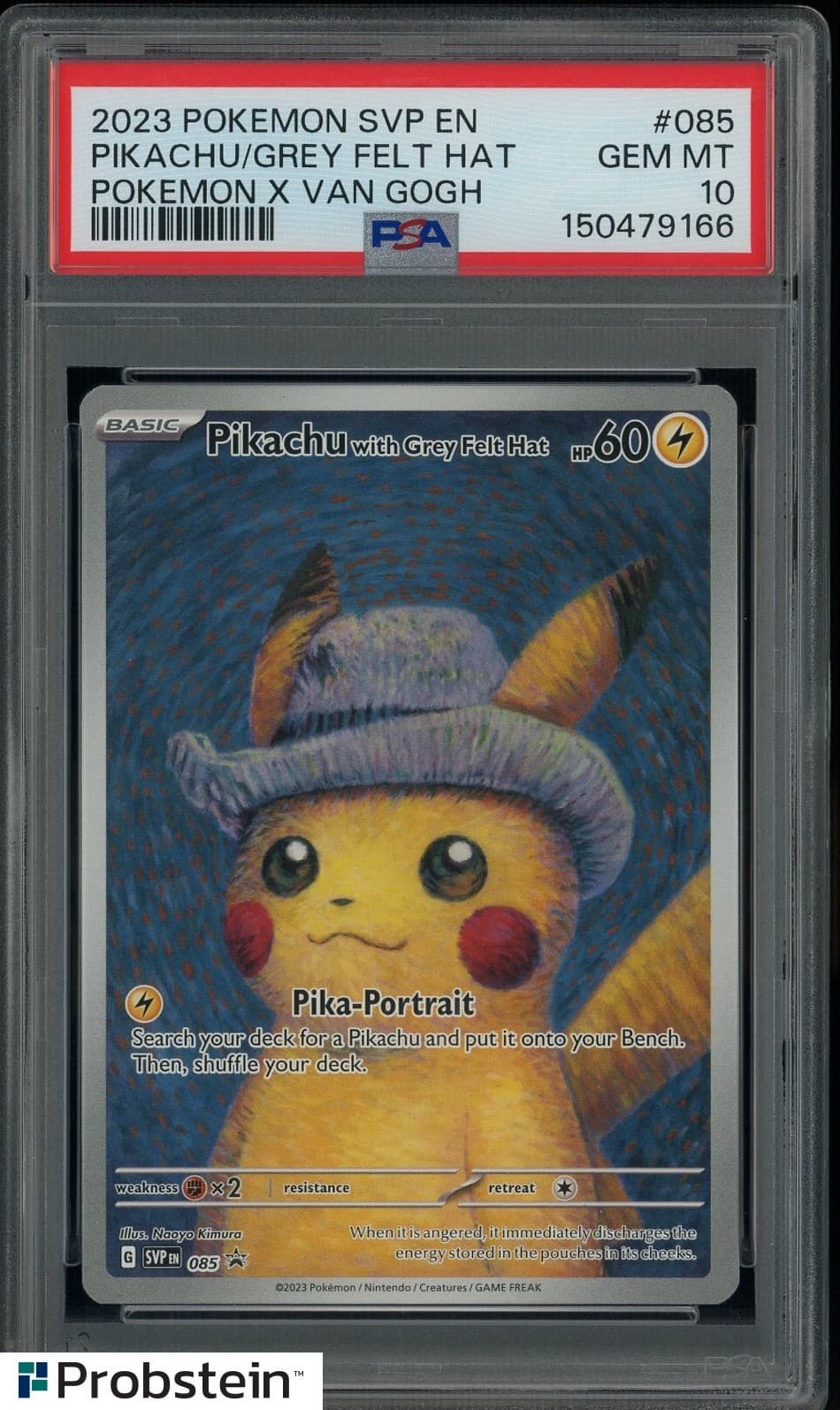 2023 Pokemon SVP EN Pokemon X Van Gogh #085 Pikachu With Grey Felt Hat PSA 10
