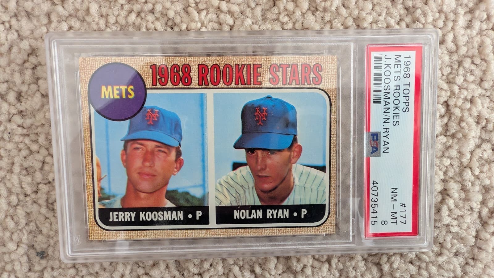 1968 Topps - Nolan Ryan, Jerry Koosman #177 [PSA 8]