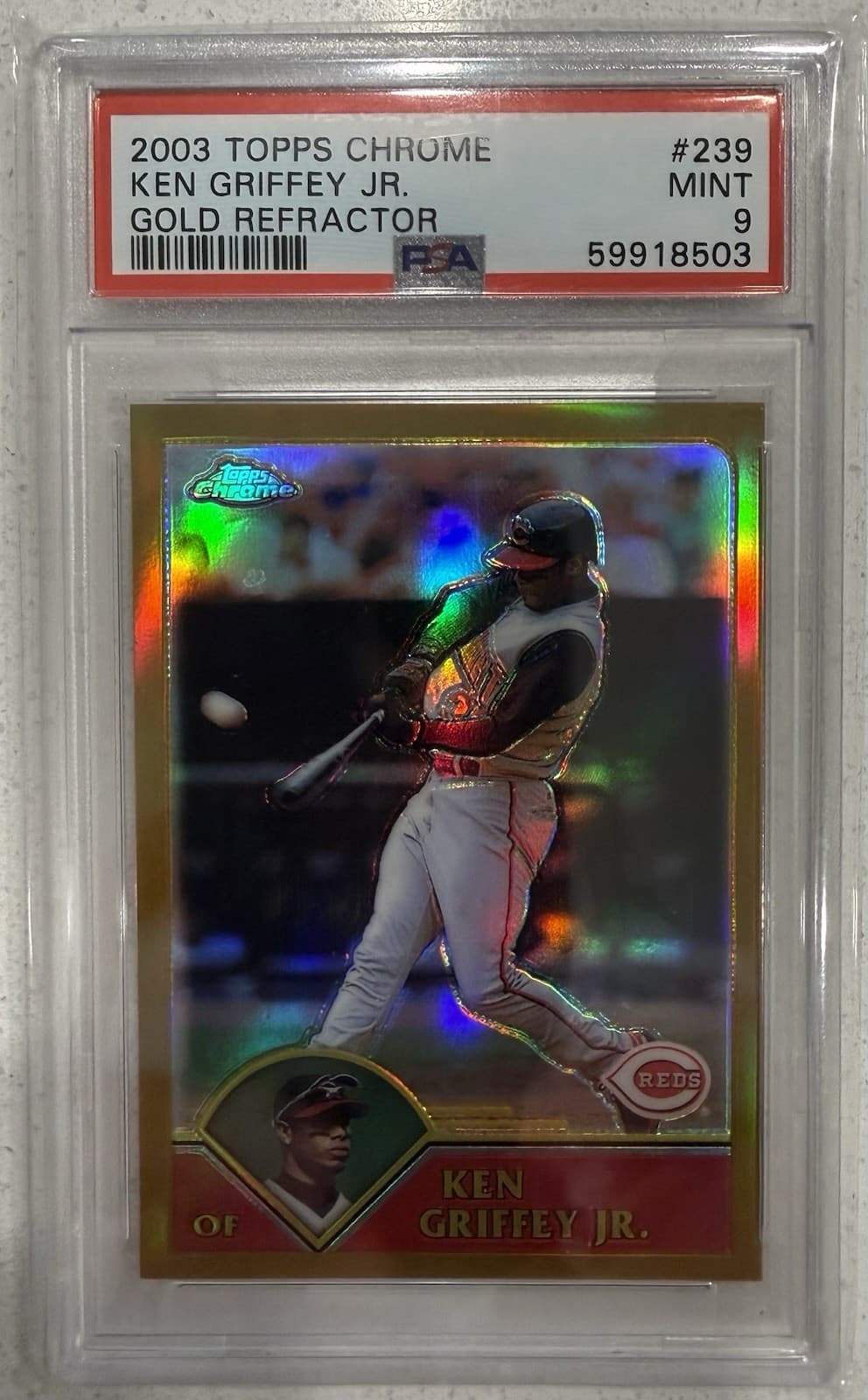 2003 Topps Chrome Gold Refractor #239  Ken Griffey Jr. /449 PSA 9🔥Only 7 Higher