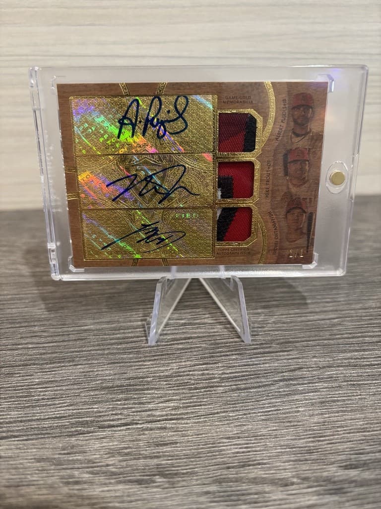2018 TOPPS TRIPLE THREADS SHOHEI OHTANI ROOKIE MIKE TROUT PUJOLS TRIPLE AUTO 1/1