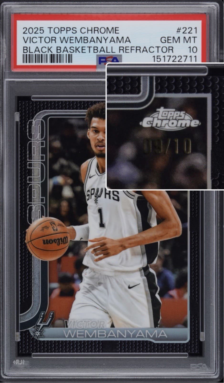 2025 Topps Chrome Victor Wembanyama Black Basketball Refractor /10 PSA 10 Pop 1