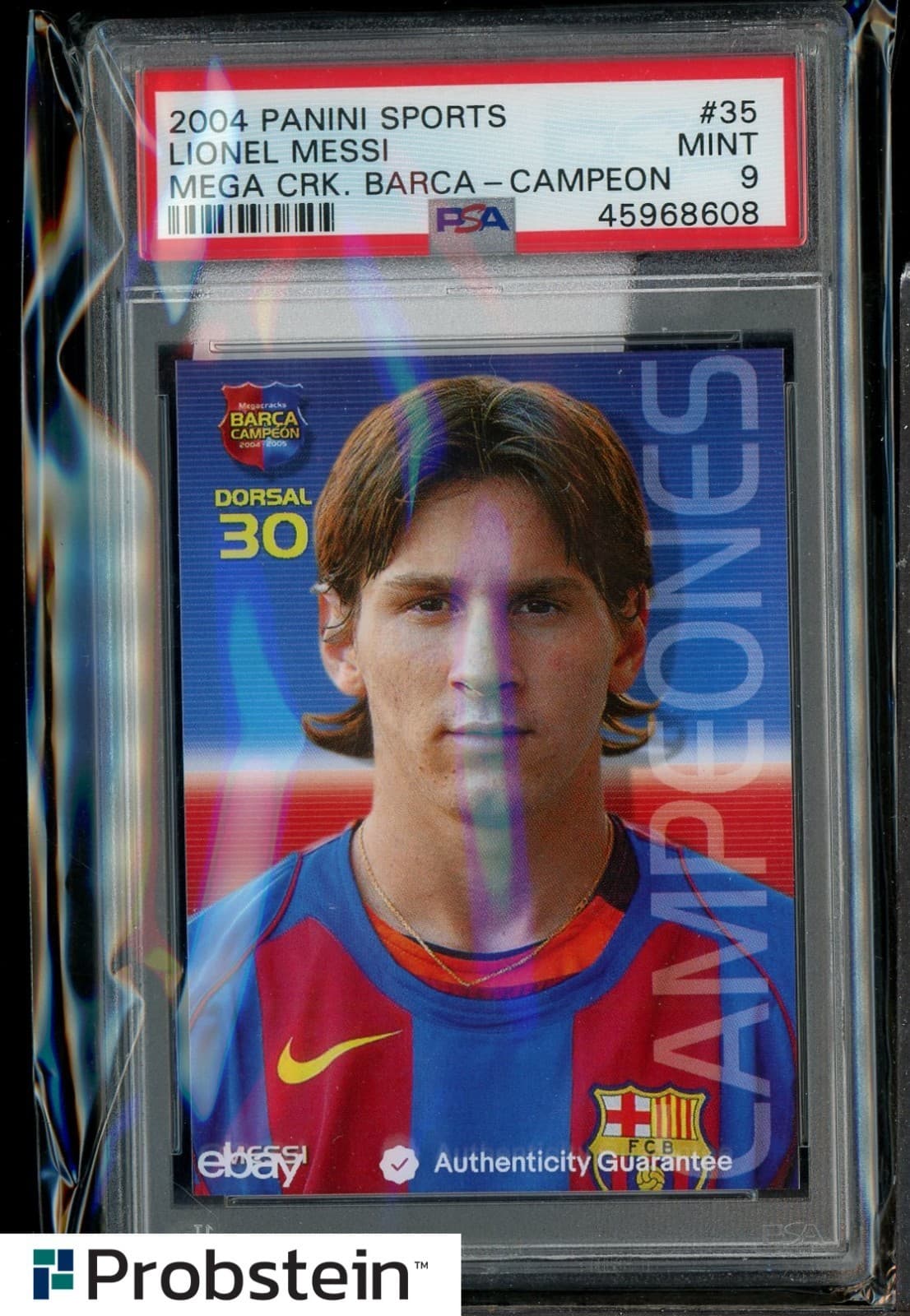 2004 Panini Sports Mega Cracks Barca Campeon Soccer Lionel Messi RC Rookie PSA 9