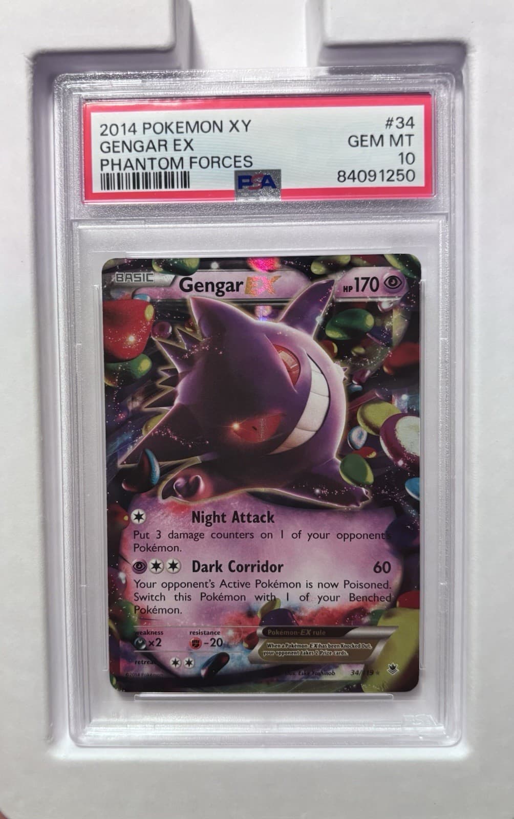 2014 Pokemon Xy Phantom Forces #34 Gengar Ex Psa 10 Gem Mint