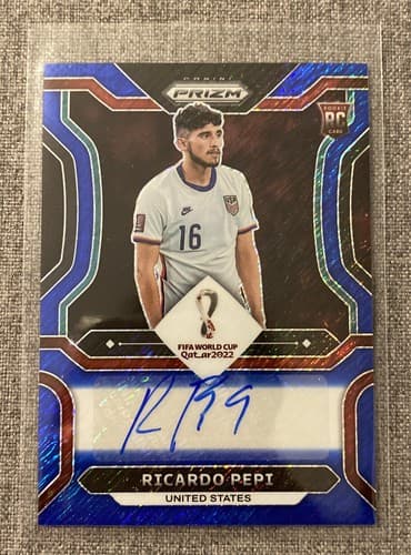 Panini 2022 World Cup Qatar Prizm Ricardo Pepi Blue Shimmer FOTL Auto RC Rookie