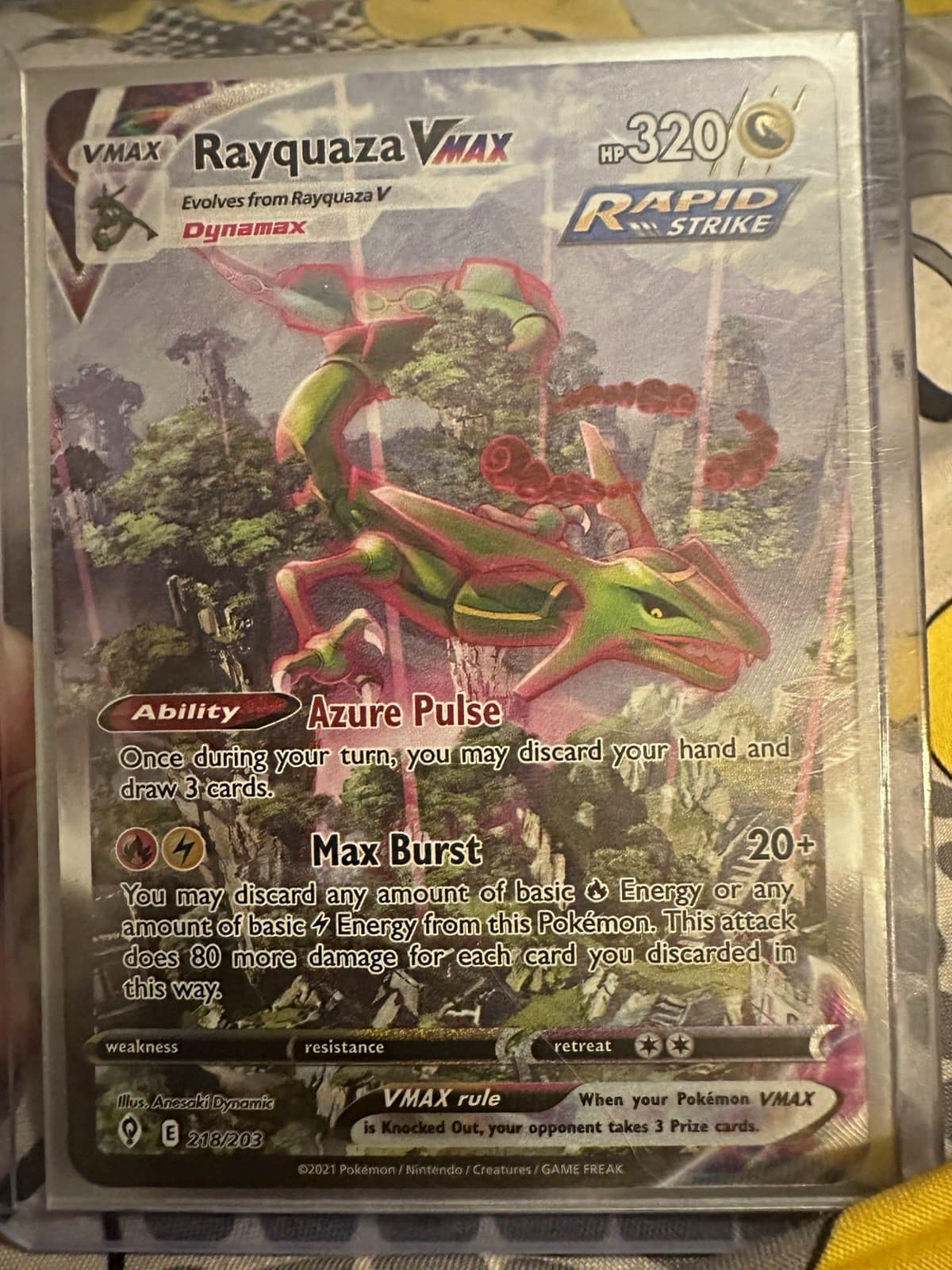 Pokemon Company Rayquaza VMAX 218/203 Secret Rare Alt Art Holo 320 HP